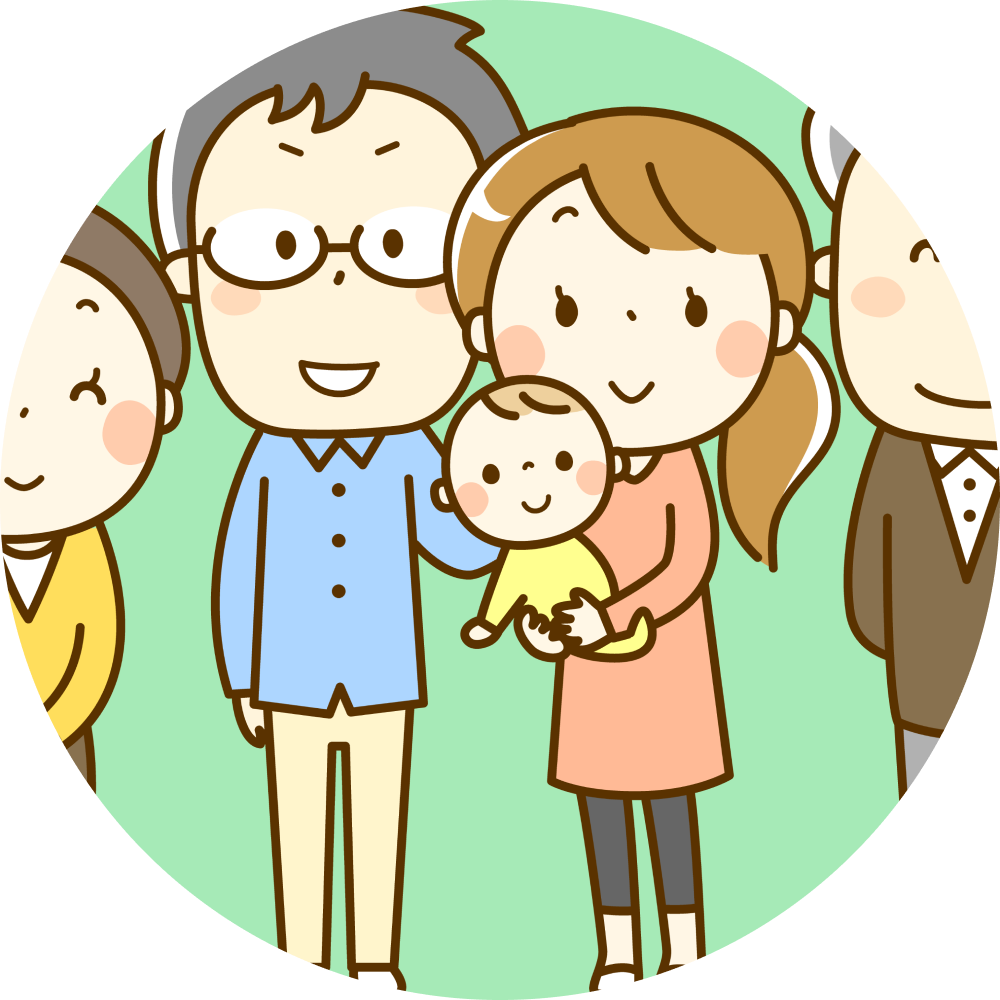 両親と祖父母のイラスト